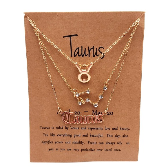 The Unbranded Brand Jewelry - Taurus Layered Necklace Set Gold Zodiac Constellation 3pc